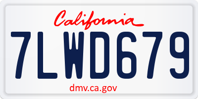 CA license plate 7LWD679