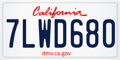 CA license plate 7LWD680