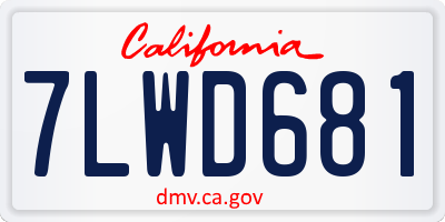 CA license plate 7LWD681