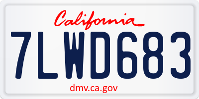 CA license plate 7LWD683