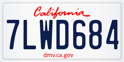 CA license plate 7LWD684