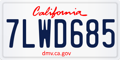 CA license plate 7LWD685