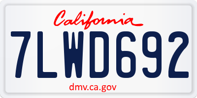 CA license plate 7LWD692