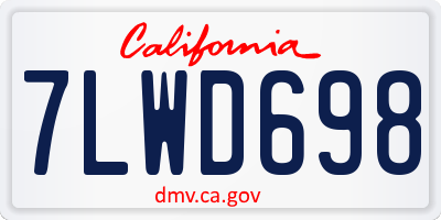 CA license plate 7LWD698
