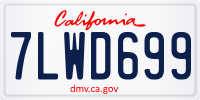 CA license plate 7LWD699