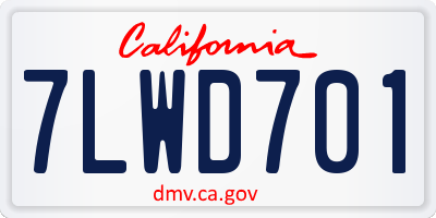 CA license plate 7LWD701