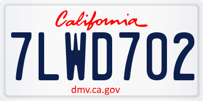 CA license plate 7LWD702