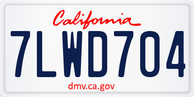 CA license plate 7LWD704