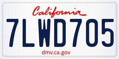 CA license plate 7LWD705