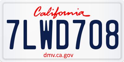 CA license plate 7LWD708