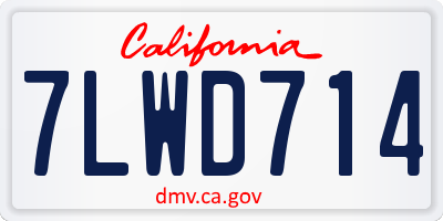 CA license plate 7LWD714