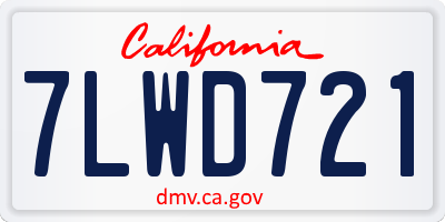 CA license plate 7LWD721