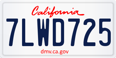 CA license plate 7LWD725