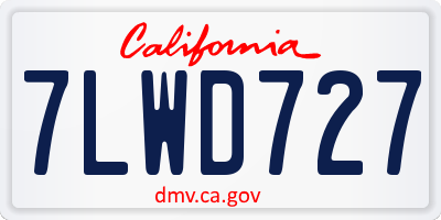 CA license plate 7LWD727
