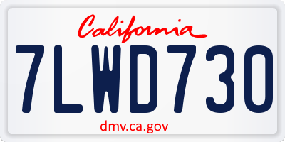 CA license plate 7LWD730