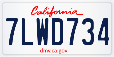 CA license plate 7LWD734