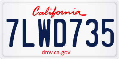 CA license plate 7LWD735