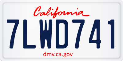 CA license plate 7LWD741