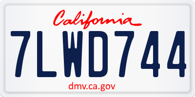 CA license plate 7LWD744