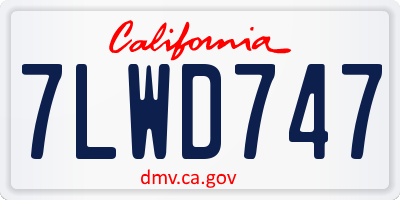 CA license plate 7LWD747