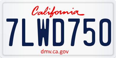 CA license plate 7LWD750