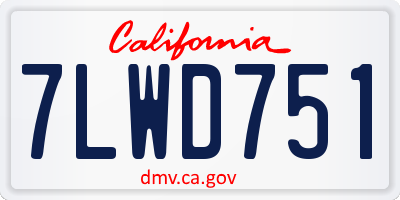 CA license plate 7LWD751