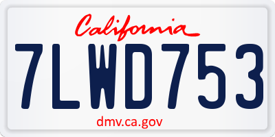 CA license plate 7LWD753