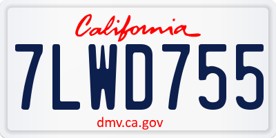 CA license plate 7LWD755
