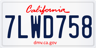 CA license plate 7LWD758