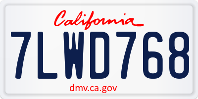 CA license plate 7LWD768