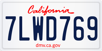 CA license plate 7LWD769