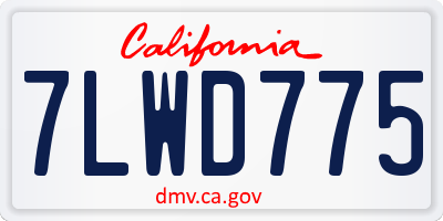 CA license plate 7LWD775