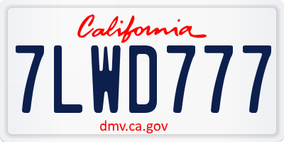 CA license plate 7LWD777