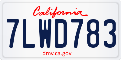 CA license plate 7LWD783