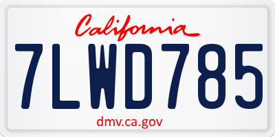 CA license plate 7LWD785