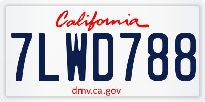 CA license plate 7LWD788