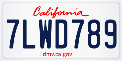 CA license plate 7LWD789
