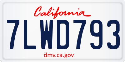 CA license plate 7LWD793