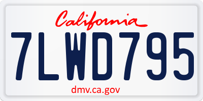 CA license plate 7LWD795
