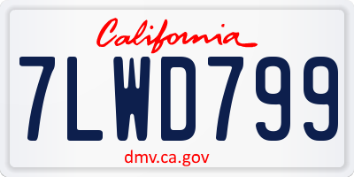CA license plate 7LWD799