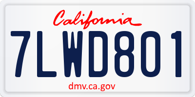 CA license plate 7LWD801