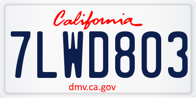 CA license plate 7LWD803