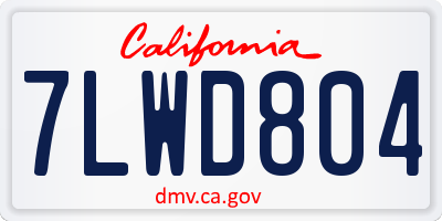 CA license plate 7LWD804