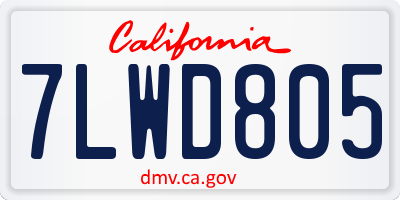 CA license plate 7LWD805