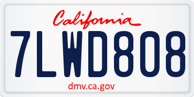 CA license plate 7LWD808
