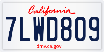CA license plate 7LWD809