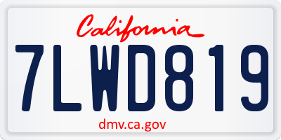 CA license plate 7LWD819