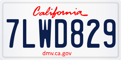 CA license plate 7LWD829