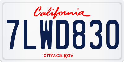 CA license plate 7LWD830