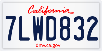 CA license plate 7LWD832